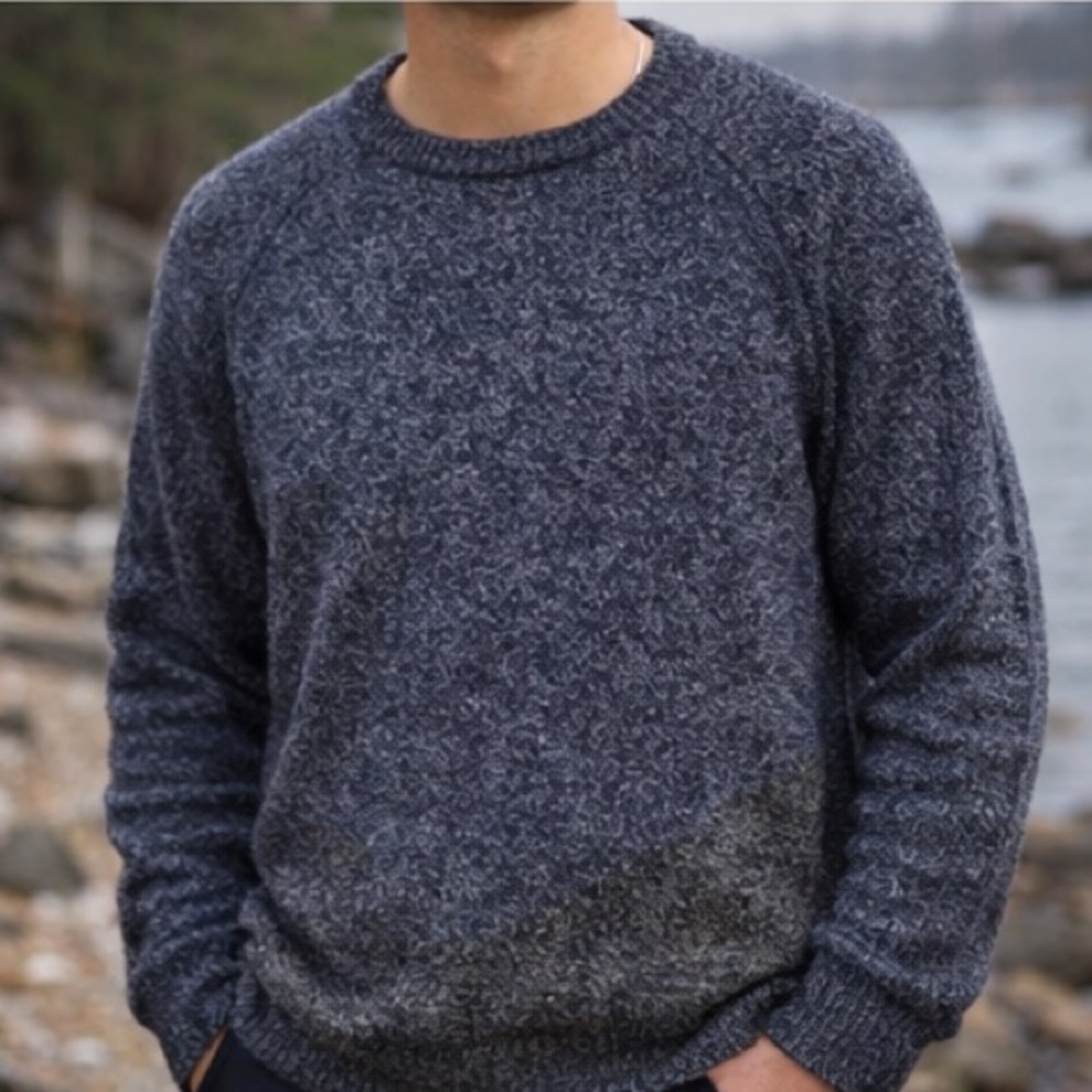 Dip Blue Gray Marled Knit Sweater Mens XL Pullover‎ Crewneck Colorblock Acrylic